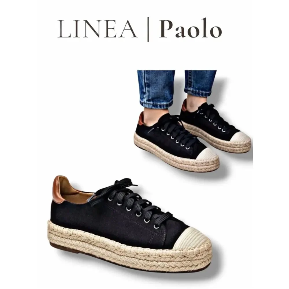 Linea Paolo Women’s Silva Espadrille Sneakers in the Size 9.5 in Black/Cognac